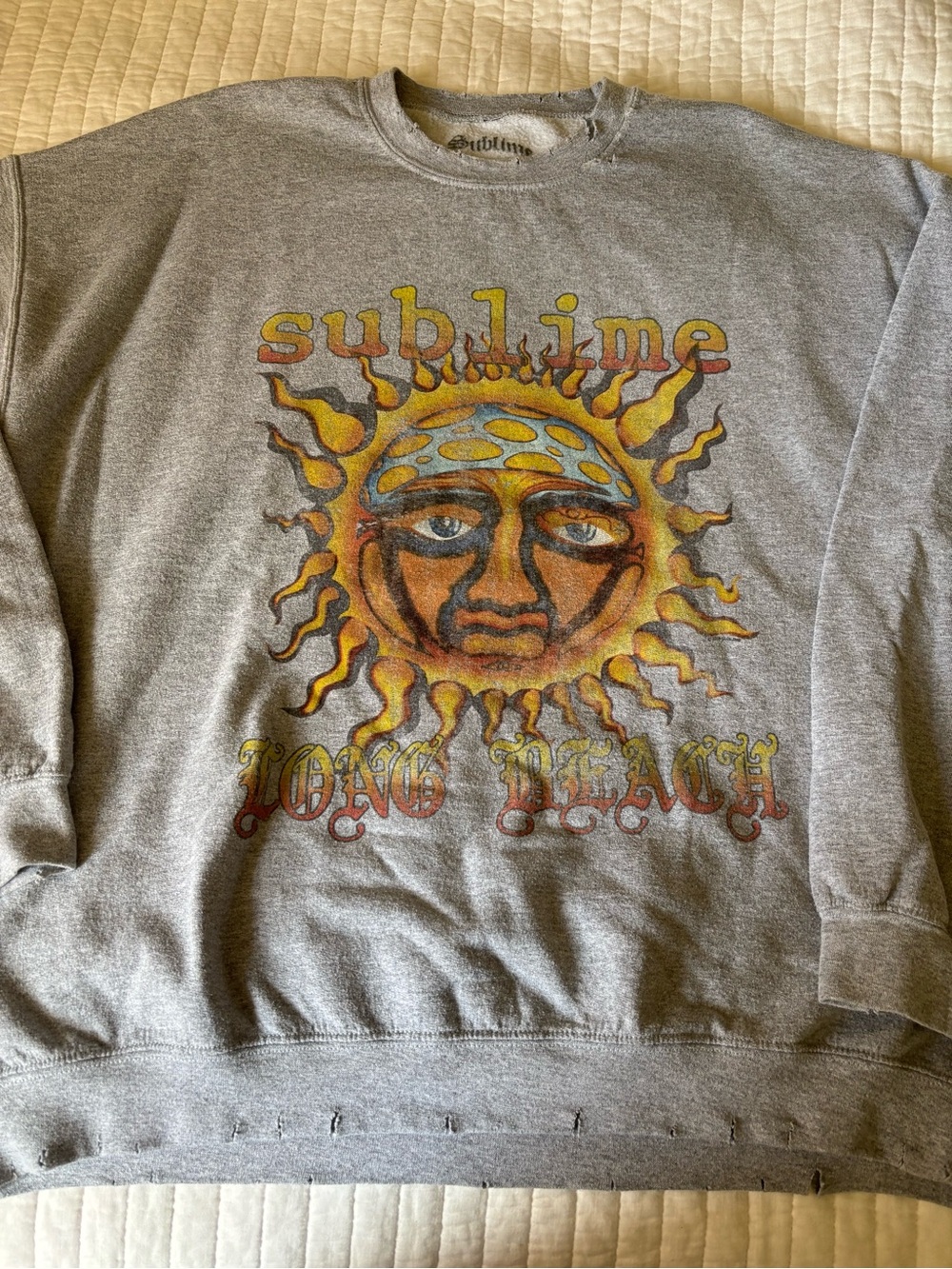 Urban Outfitters Grey Crewneck with Yellow & Orange Sun Graphic sublime